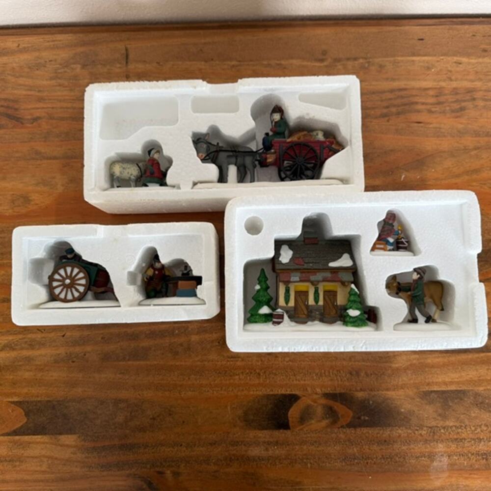 Dept 56 Mixed Lot #11 Bringing Fleece to the Mill, Tending the new Calves + 1